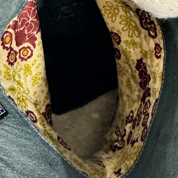 UGG Black Leather "Taryn" Wooden Wedge Mid Calf Boots, Size 7 - Picture 11 of 13